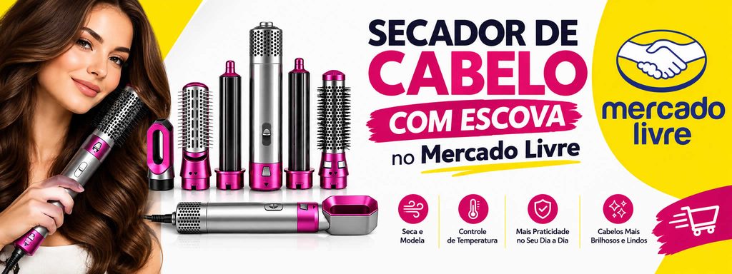 secador profissional, secador para cabelo, escova alisadora secadora, secador com escova giratória, comprar secador no Mercado Livre, comprar escova secadora no Mercado Livre, oferta secador de cabelo, promoção escova secadora, preço escova secadora, secador feminino, secador potente, secador e modelador de cabelo